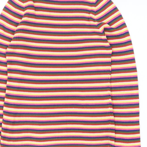 New Look Womens Multicoloured Round Neck Striped Polyester Pullover Jumper Size 12