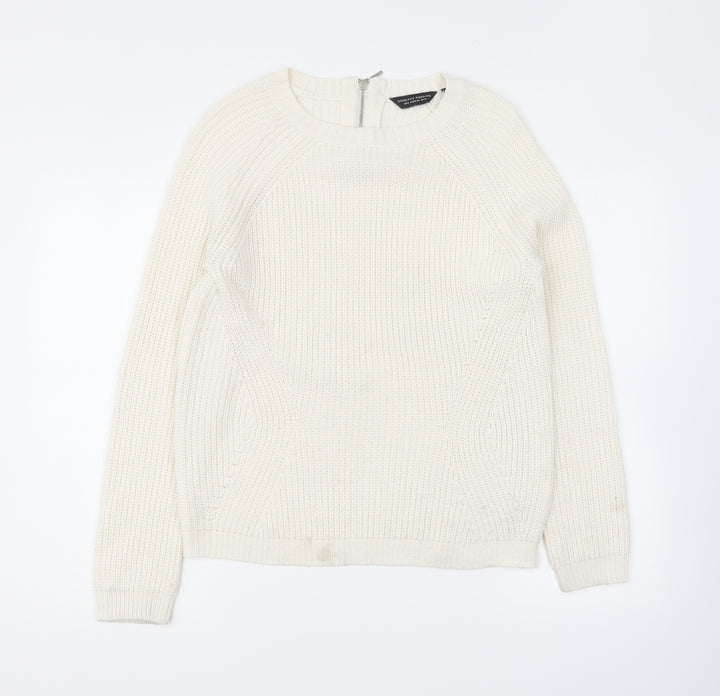 Dorothy Perkins Womens Beige Round Neck Acrylic Pullover Jumper Size 10