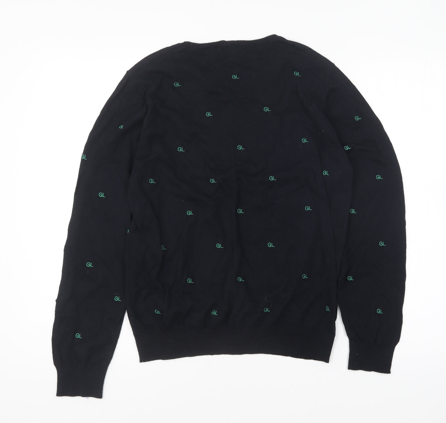 Galeries Lafayette Womens Blue Round Neck Geometric Cotton Pullover Jumper Size S