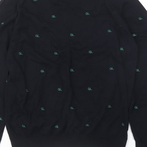 Galeries Lafayette Womens Blue Round Neck Geometric Cotton Pullover Jumper Size S