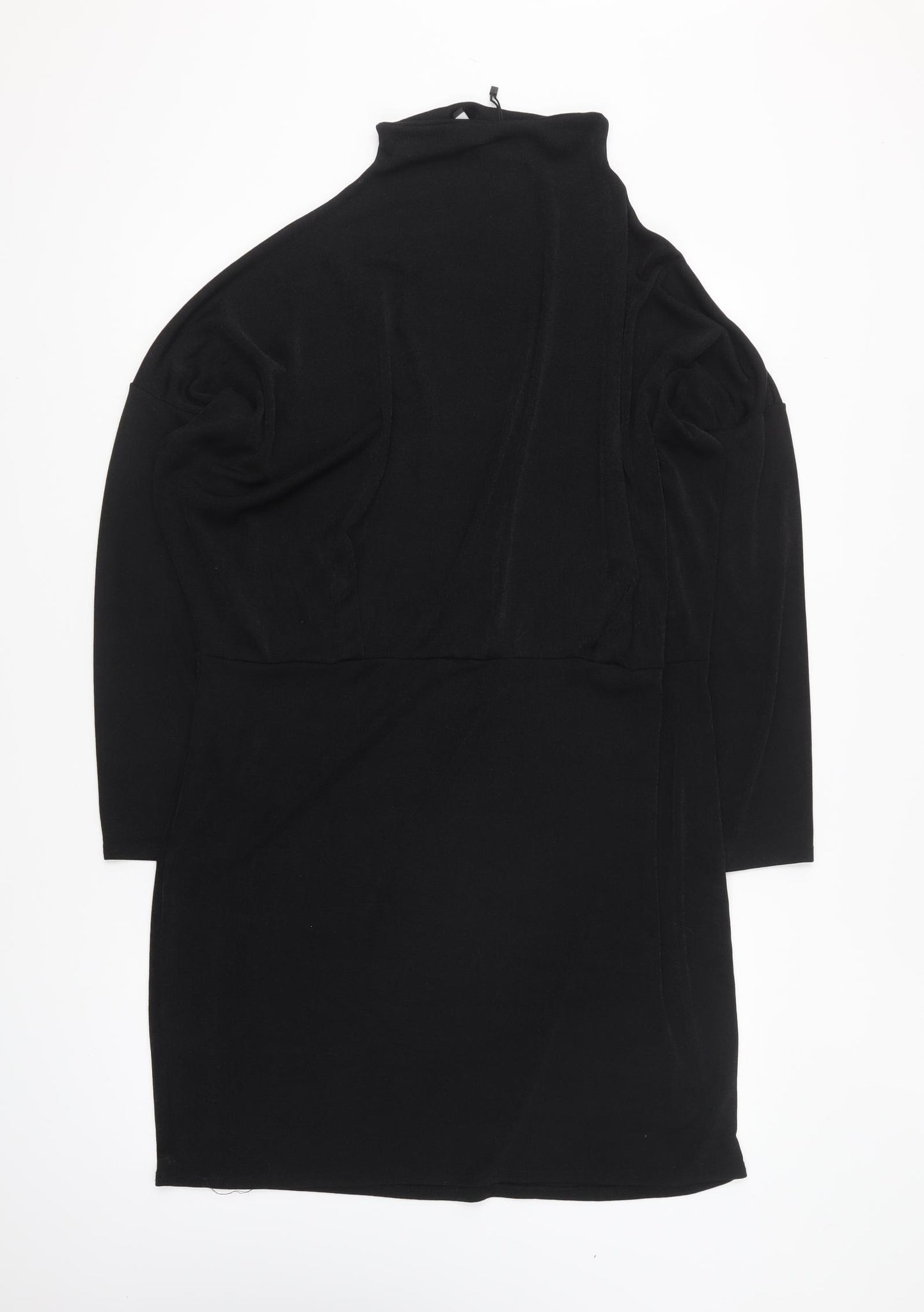 Boohoo Womens Black Polyester Shift Size 26 High Neck Pullover