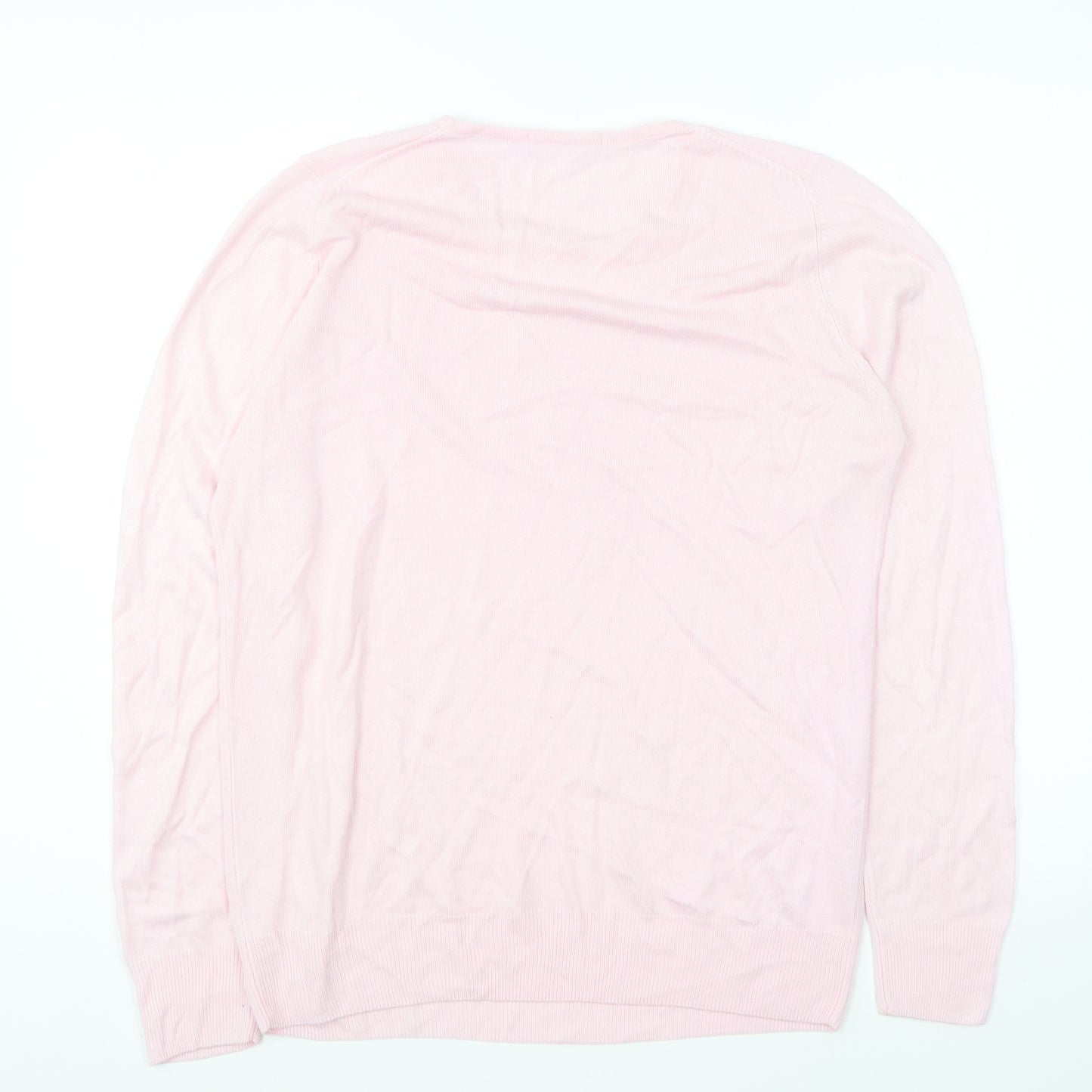 Marks and Spencer Womens Pink Round Neck Acrylic Pullover Jumper Size 14