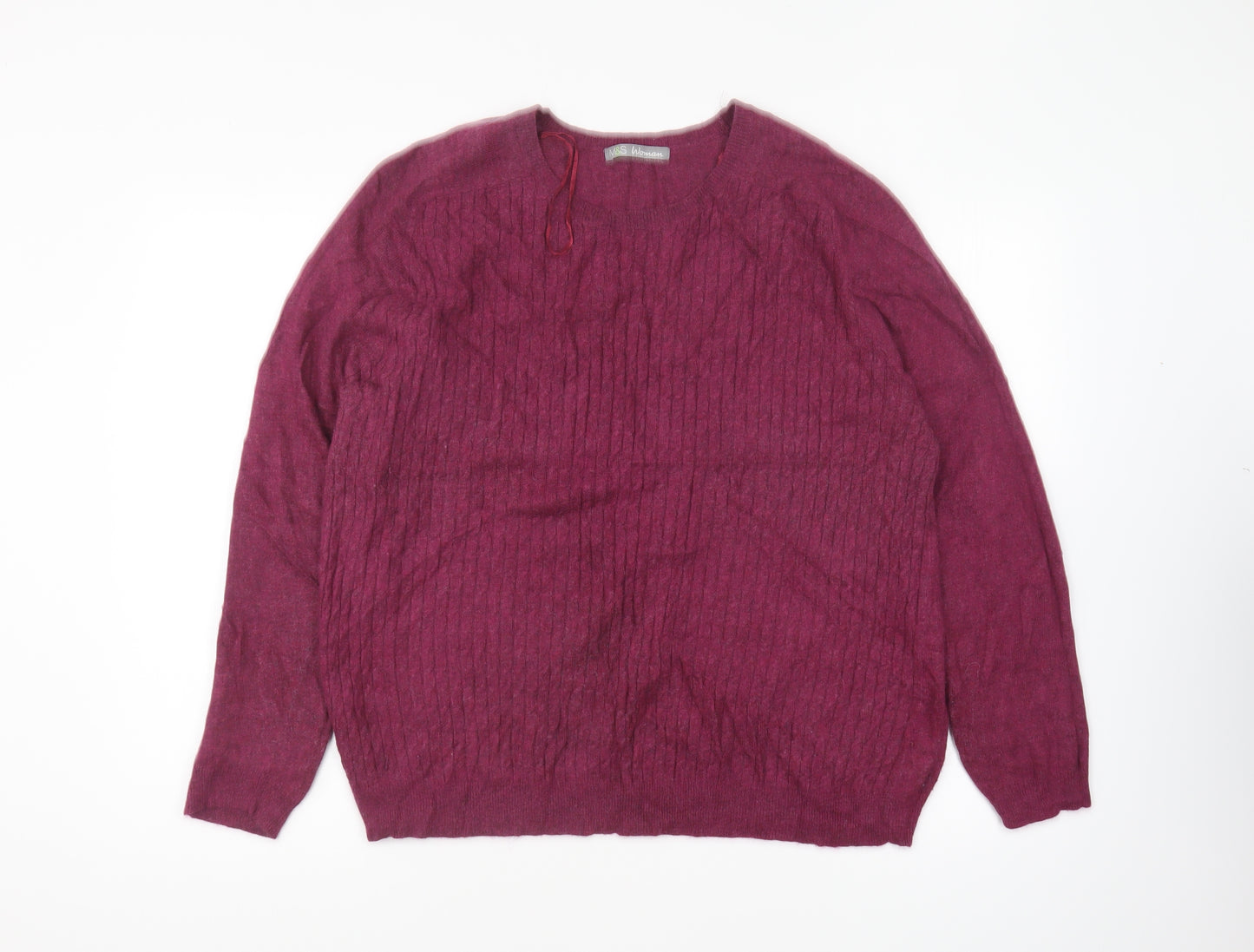 Marks and Spencer Womens Purple Round Neck Viscose Pullover Jumper Size 22