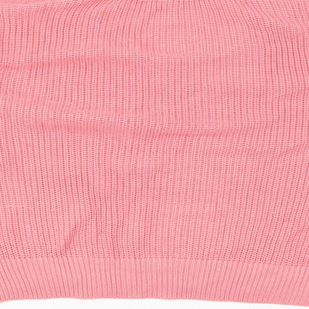 H&M Womens Pink V-Neck Acrylic Pullover Jumper Size L