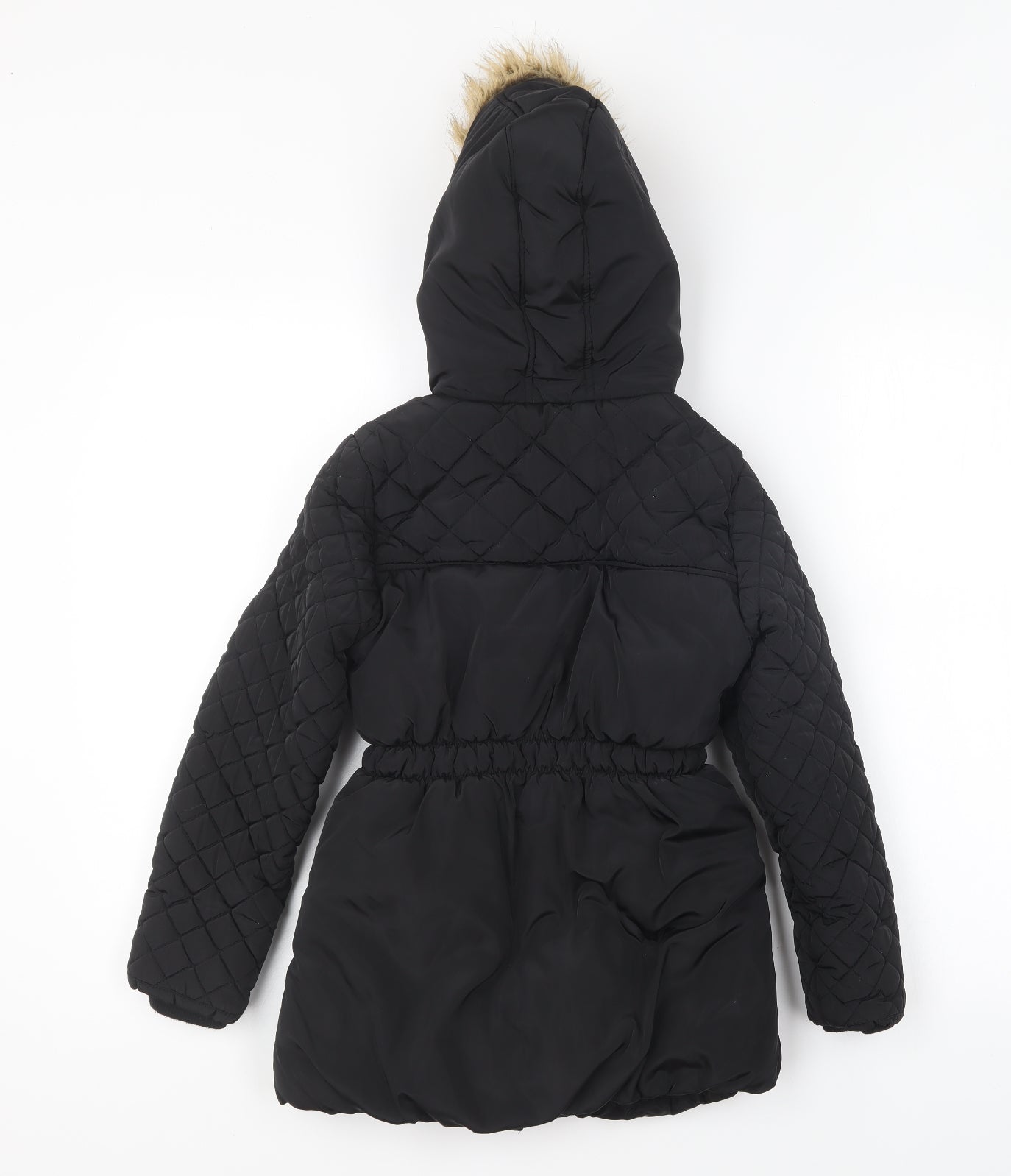 George Girls Black Puffer Jacket Coat Size 8-9 Years Zip