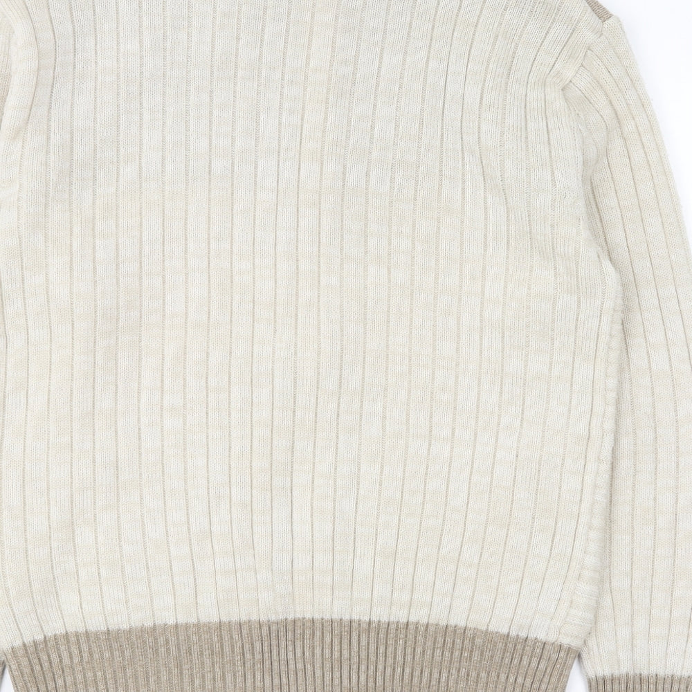 Tootal Mens Beige Collared Acrylic Full Zip Jumper Size M