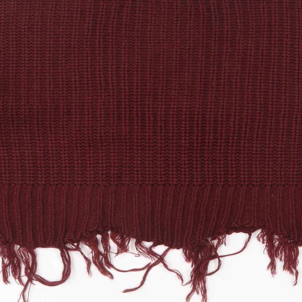 PRETTYLITTLETHING Womens Purple V-Neck Acrylic Pullover Jumper Size M - Distressed Hem