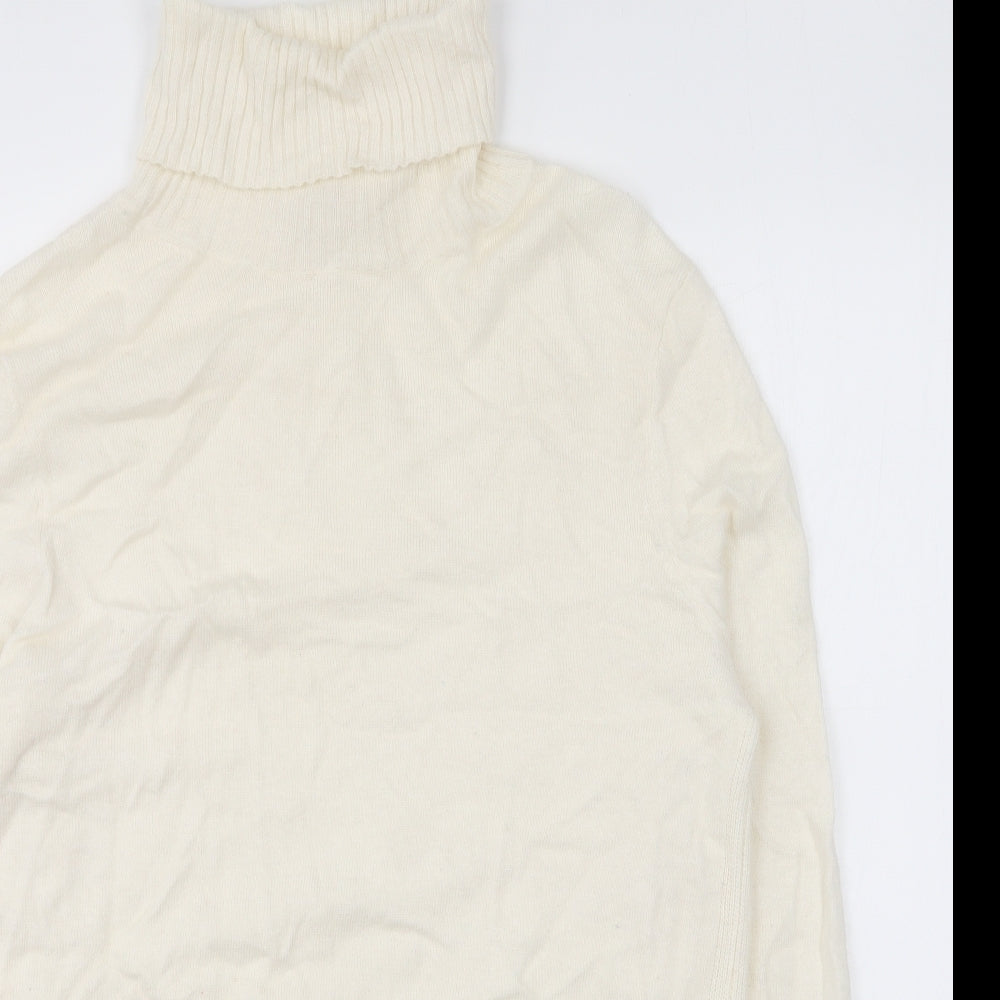 Jacques Vert Womens Ivory Roll Neck Viscose Pullover Jumper Size M