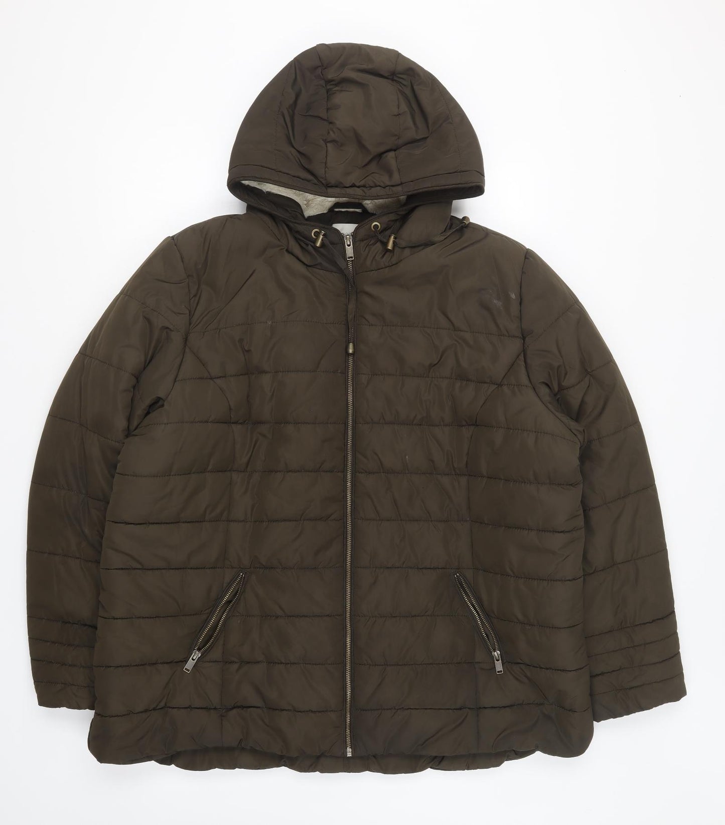 George Womens Green Puffer Jacket Coat Size 24 Zip