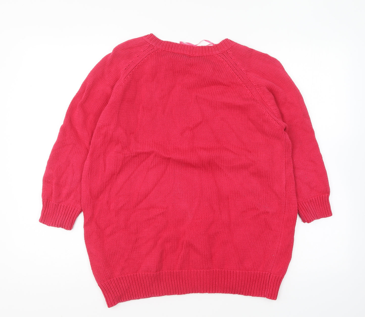 NEXT Womens Pink V-Neck Cotton Pullover Jumper Size L