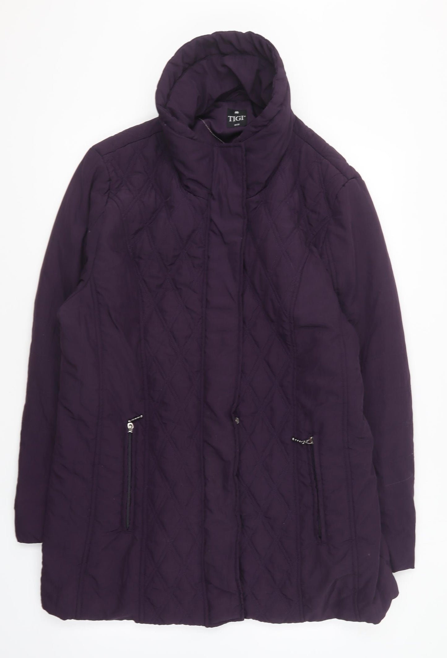 Tigi Womens Purple Quilted Coat Size 18 Zip