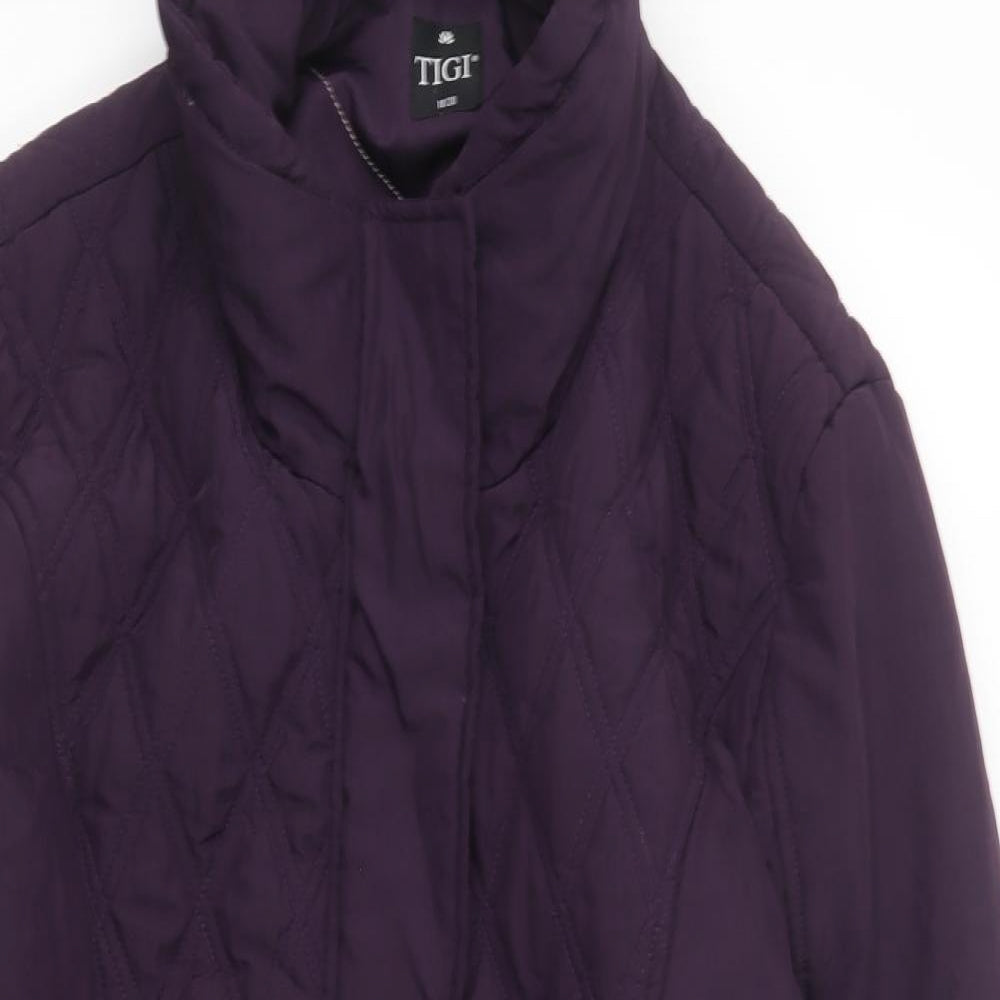 Tigi Womens Purple Quilted Coat Size 18 Zip