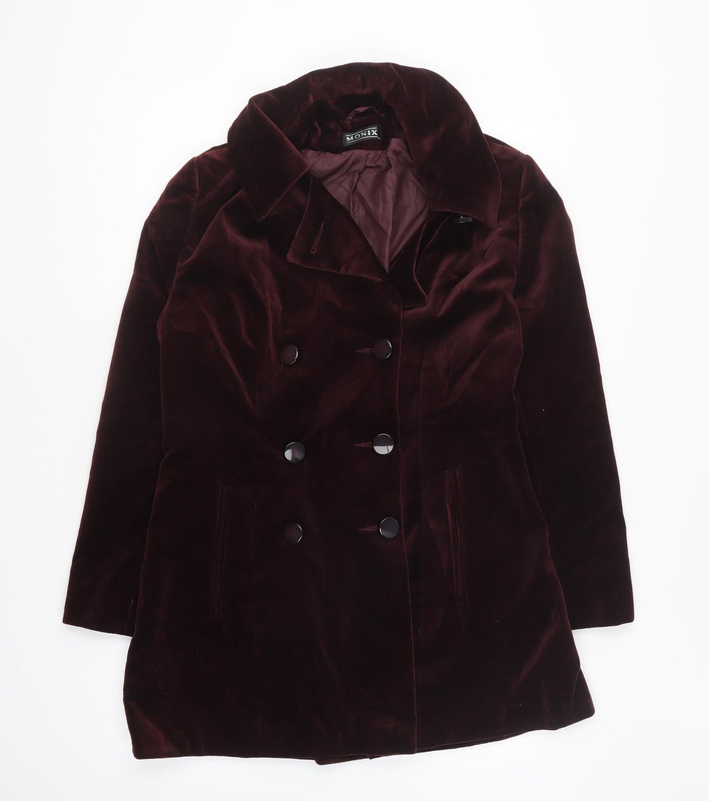 Monix Womens Purple Overcoat Coat Size 12 Button