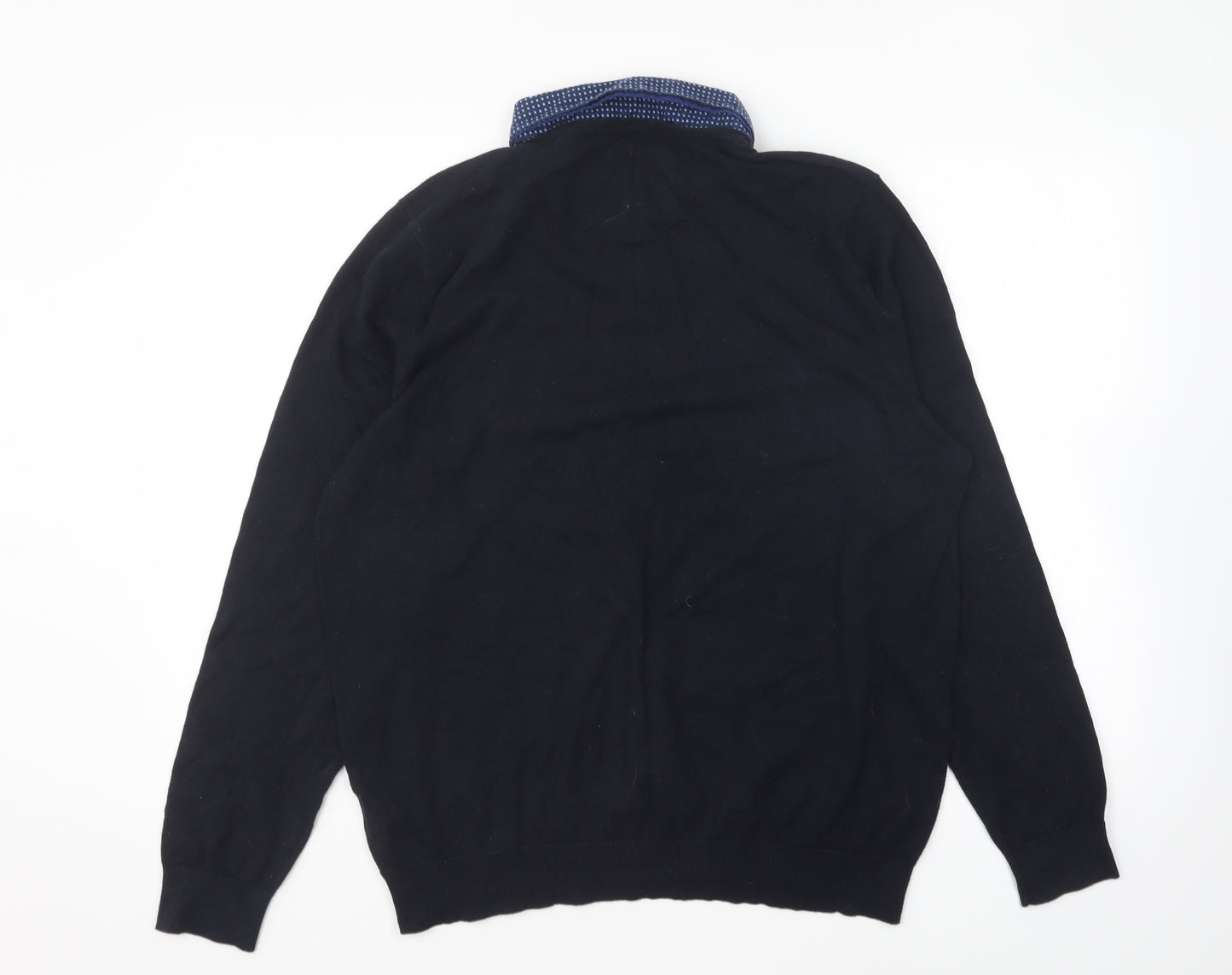 F&F Mens Blue Collared Polyester Pullover Jumper Size XL