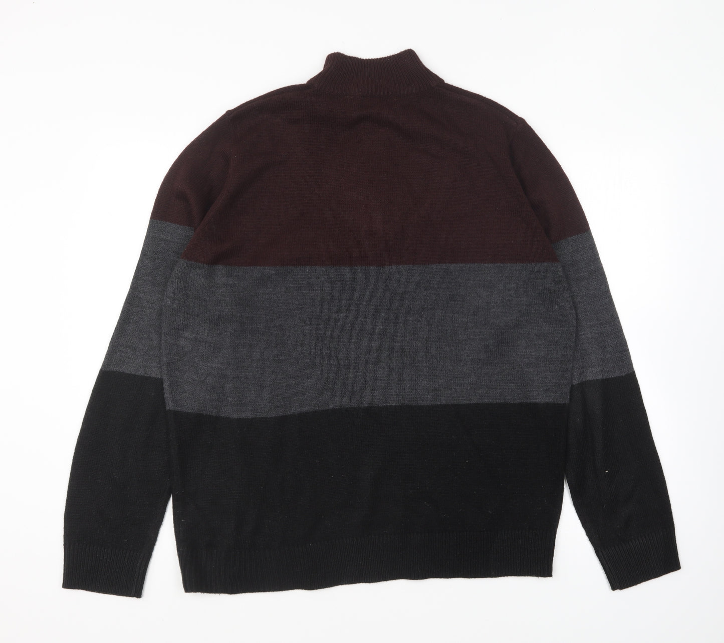 Brave Soul Mens Multicoloured Collared Acrylic Pullover Jumper Size L