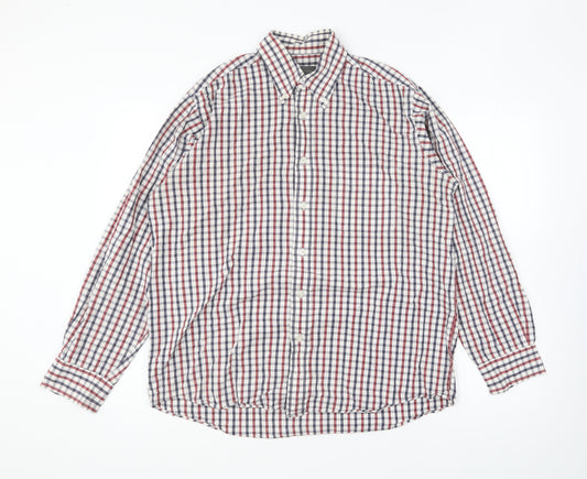 Van Heusen Mens Multicoloured Striped Cotton Button-Up Size L Collared Button