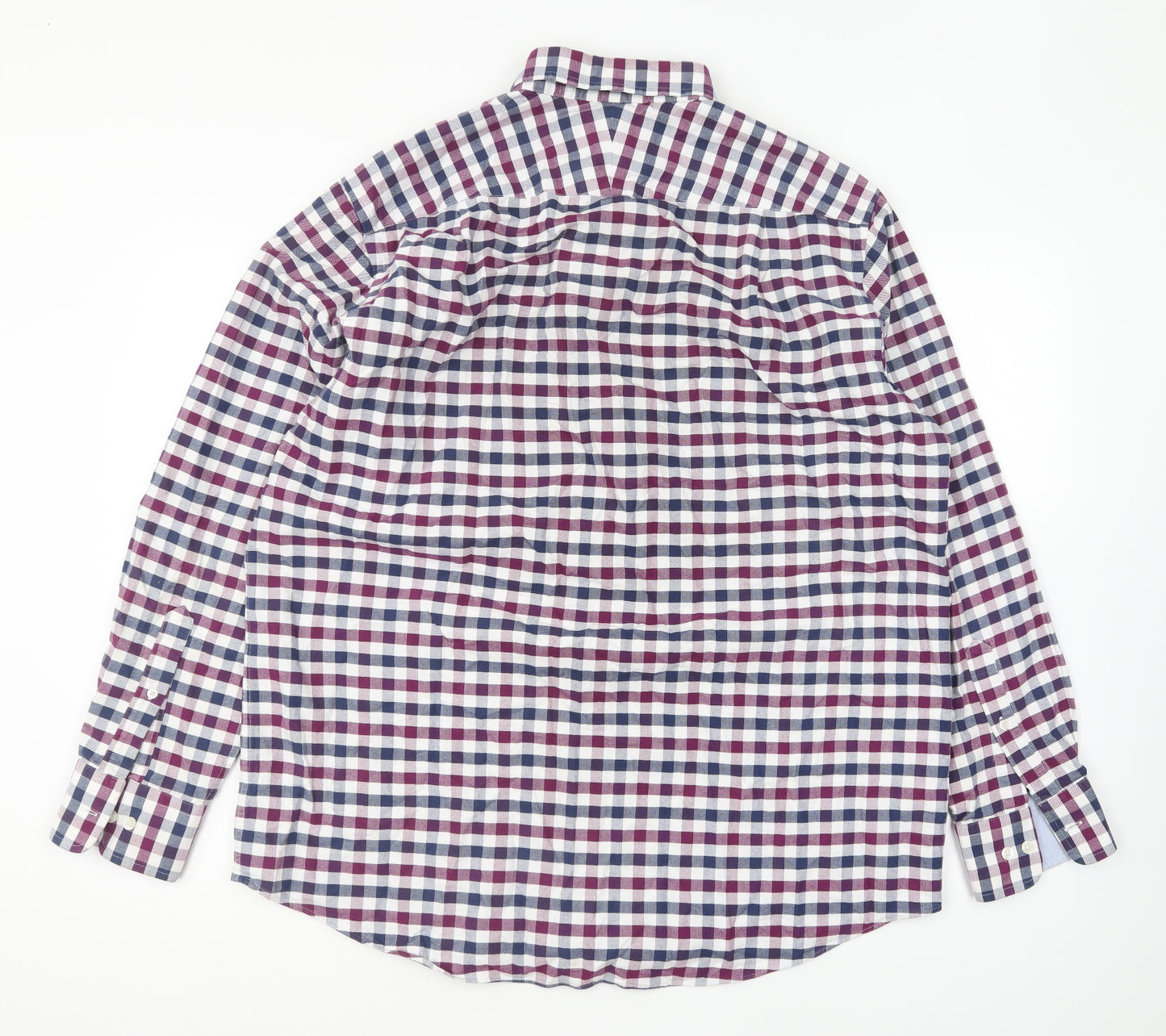 Charles Tyrwhitt Mens Multicoloured Check Polyester Button-Up Size L Collared Button