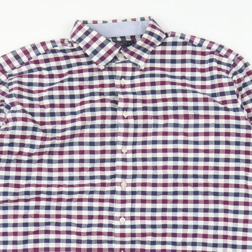 Charles Tyrwhitt Mens Multicoloured Check Polyester Button-Up Size L Collared Button