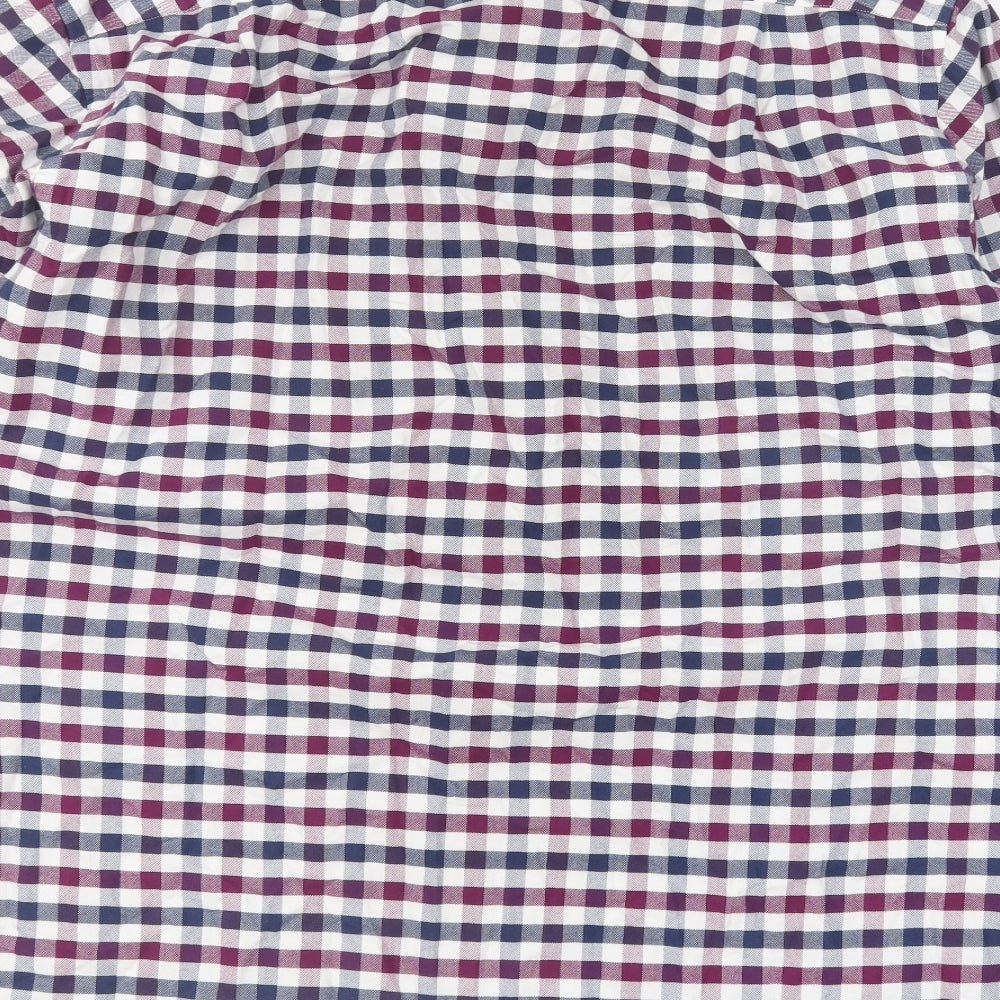 Charles Tyrwhitt Mens Multicoloured Check Polyester Button-Up Size L Collared Button