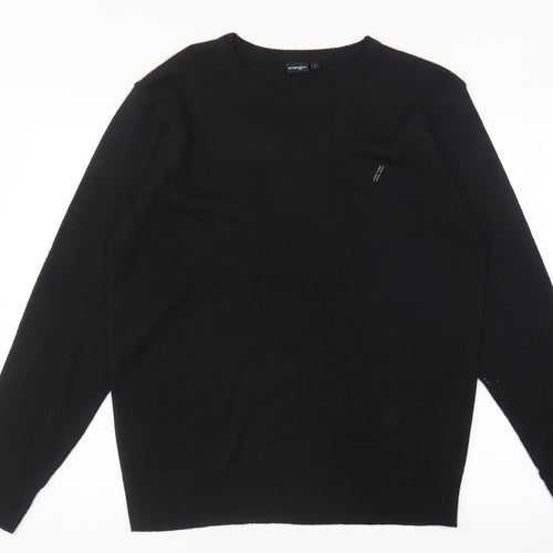 Propeller Mens Black Round Neck Acrylic Pullover Jumper Size L