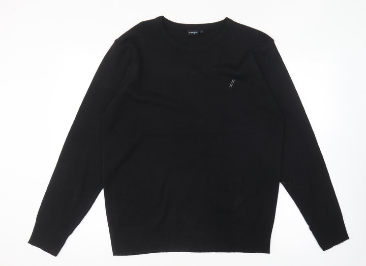 Propeller Mens Black Round Neck Acrylic Pullover Jumper Size L