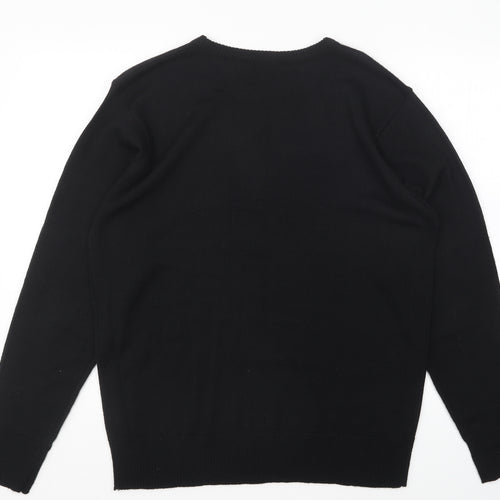 Propeller Mens Black Round Neck Acrylic Pullover Jumper Size L