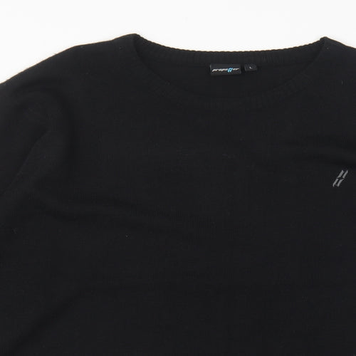 Propeller Mens Black Round Neck Acrylic Pullover Jumper Size L