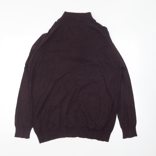 Threadbare Mens Purple Collared Cotton Pullover Jumper Size L