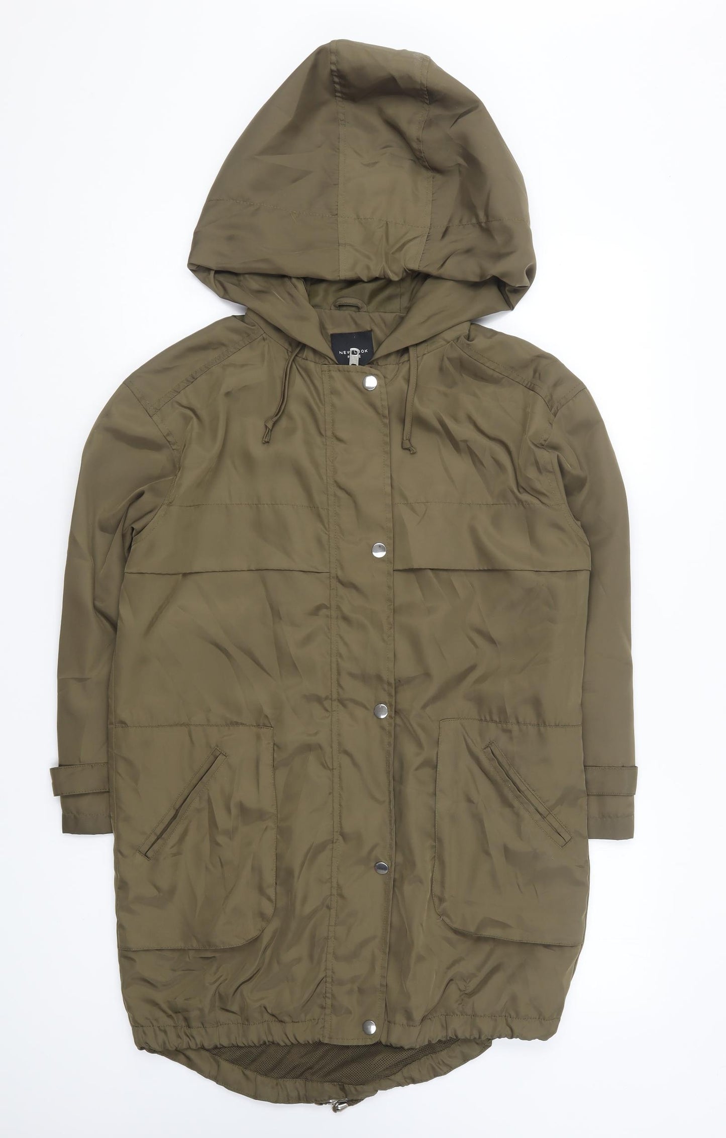 New Look Womens Green Parka Coat Size 8 Zip