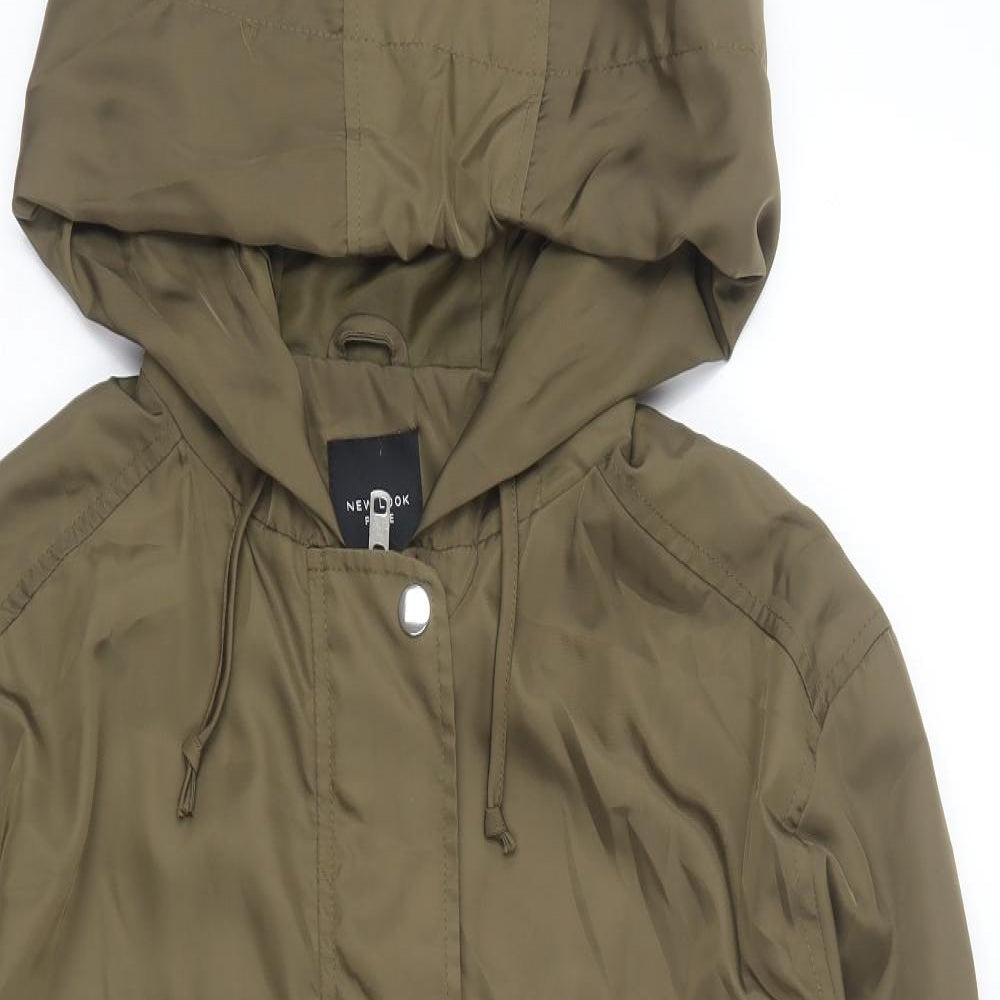 New Look Womens Green Parka Coat Size 8 Zip