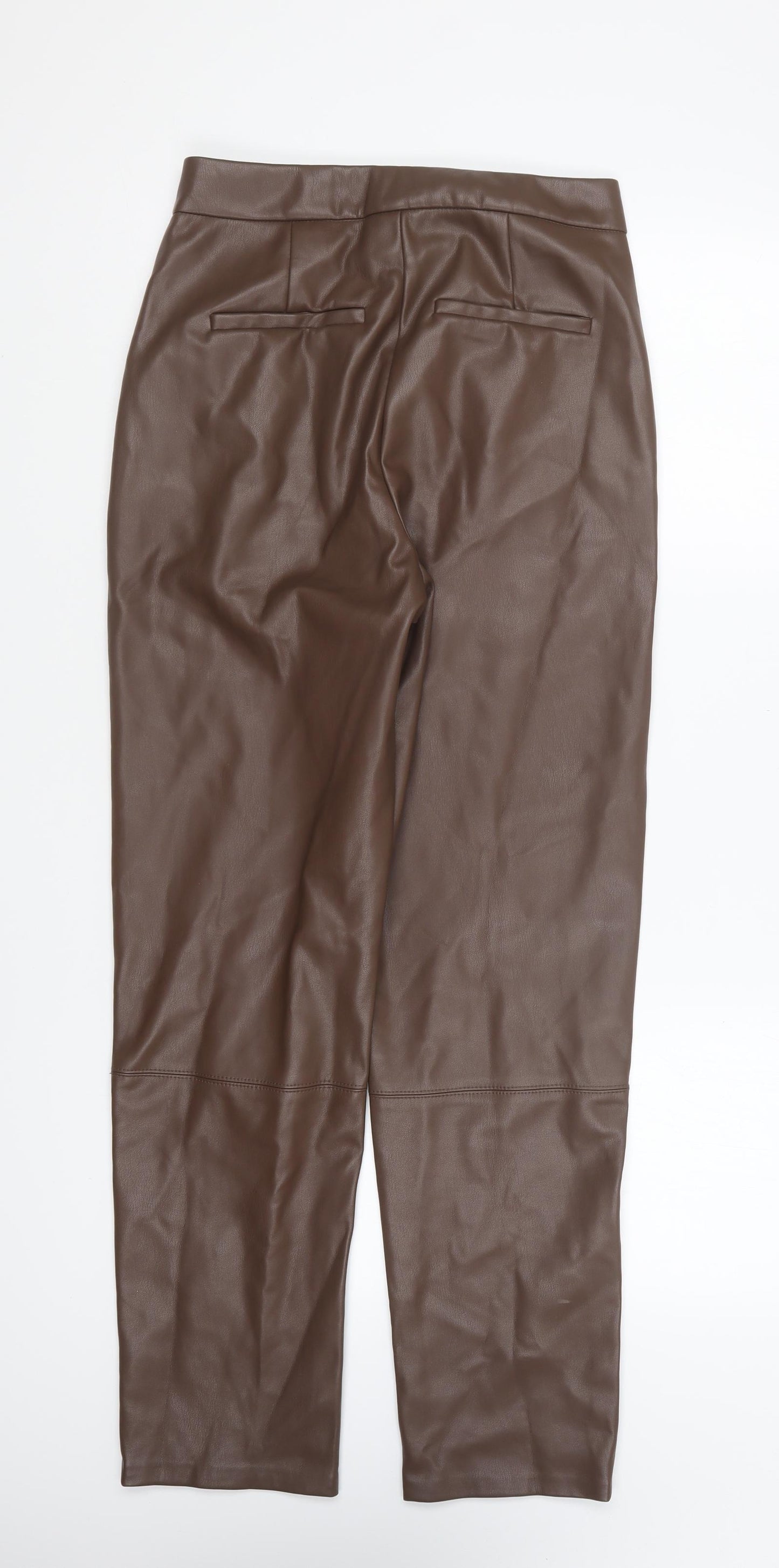 Primark Womens Brown Polyester Trousers Size 8 L25 in Regular Button