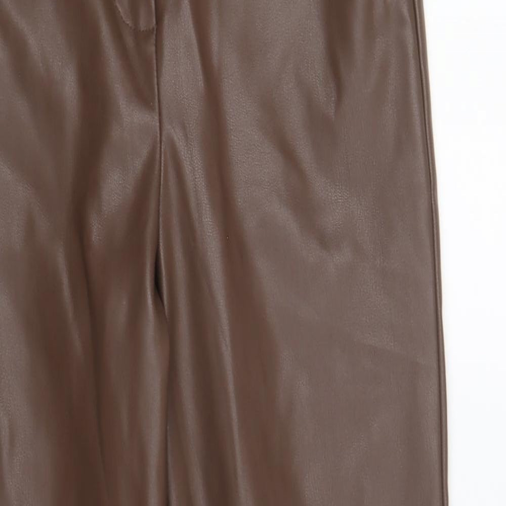 Primark Womens Brown Polyester Trousers Size 8 L25 in Regular Button