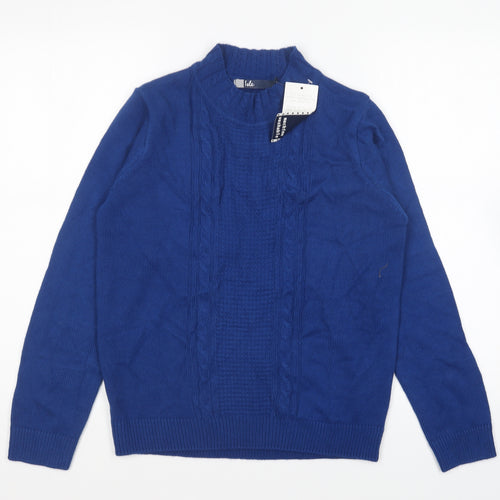 EWM Womens Blue Round Neck Acrylic Pullover Jumper Size S