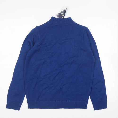 EWM Womens Blue Round Neck Acrylic Pullover Jumper Size S