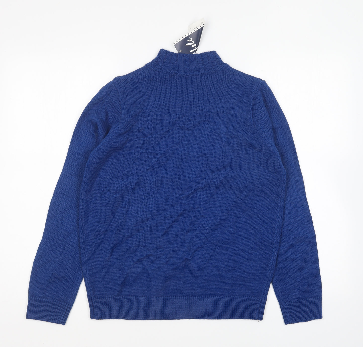 EWM Womens Blue Round Neck Acrylic Pullover Jumper Size S