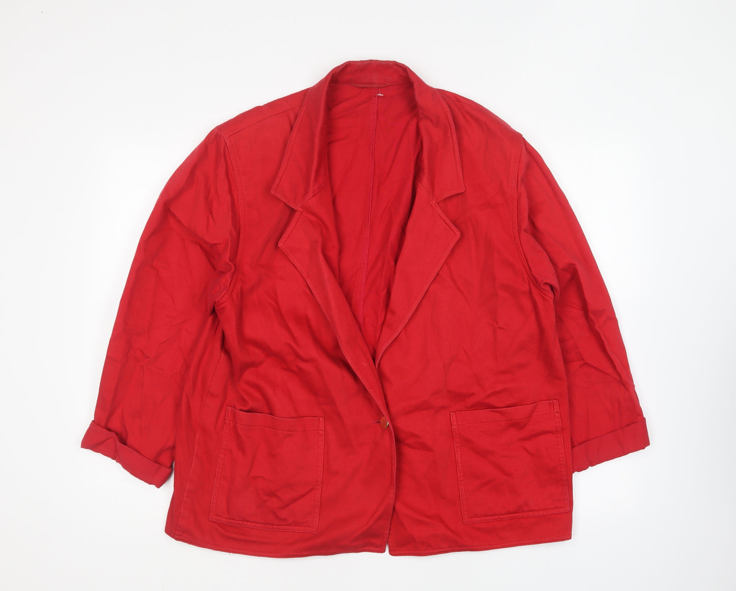 Country Casuals Womens Red Jacket Blazer Size 16 Button