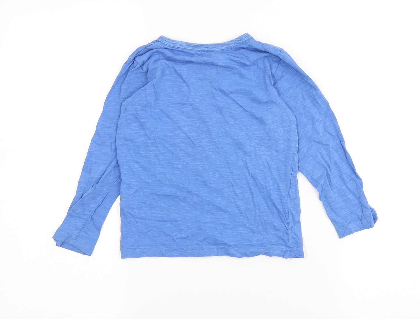 Marks and Spencer Girls Blue Cotton Basic T-Shirt Size 2-3 Years Crew Neck - Captain Awesome