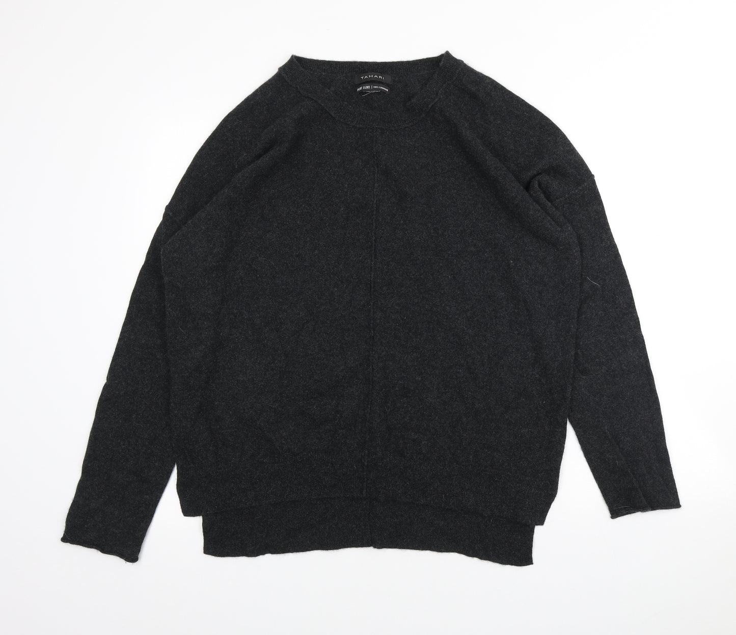 Tahari Womens Grey Round Neck 100% Cashmere Pullover Jumper Size L