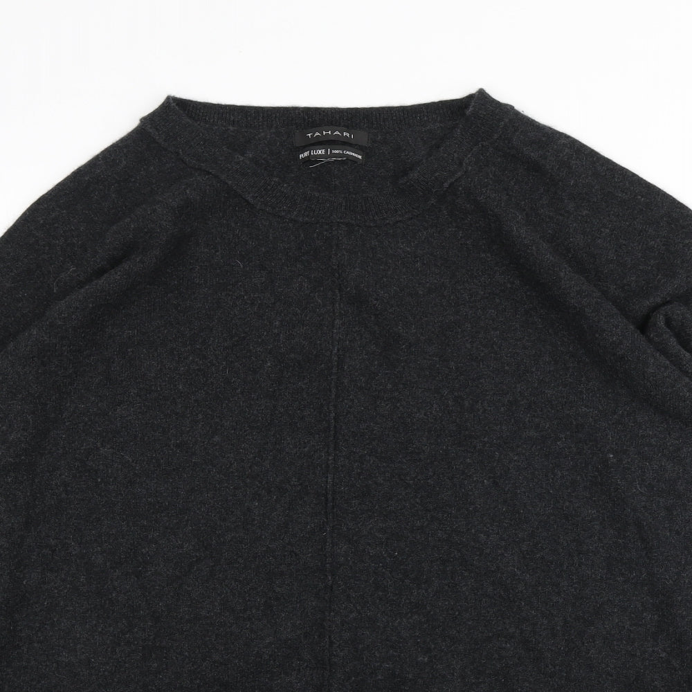 Tahari Womens Grey Round Neck 100% Cashmere Pullover Jumper Size L