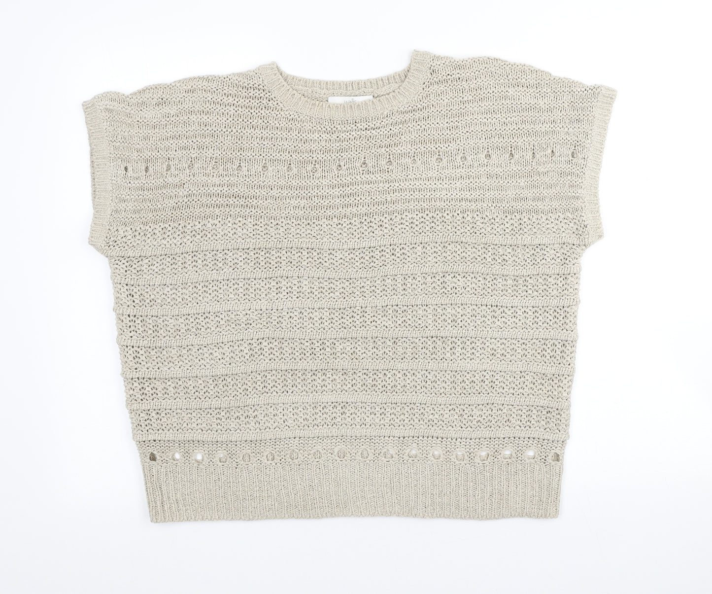 Wallis Womens Beige Crew Neck Polyester Pullover Jumper Size M