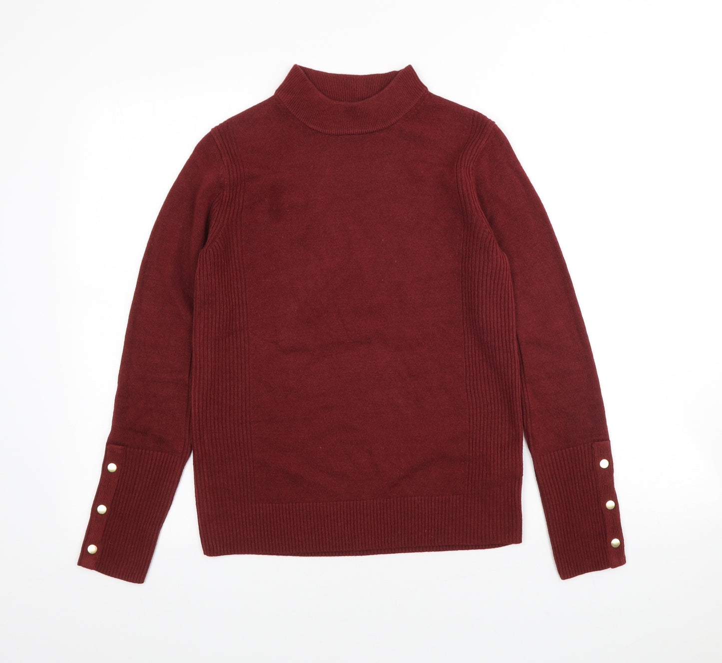 Marks and Spencer Womens Red High Neck Acrylic Pullover Jumper Size 6