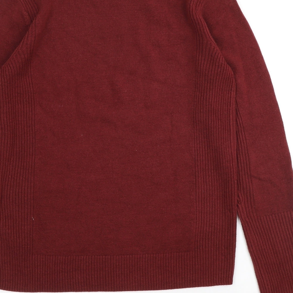 Marks and Spencer Womens Red High Neck Acrylic Pullover Jumper Size 6