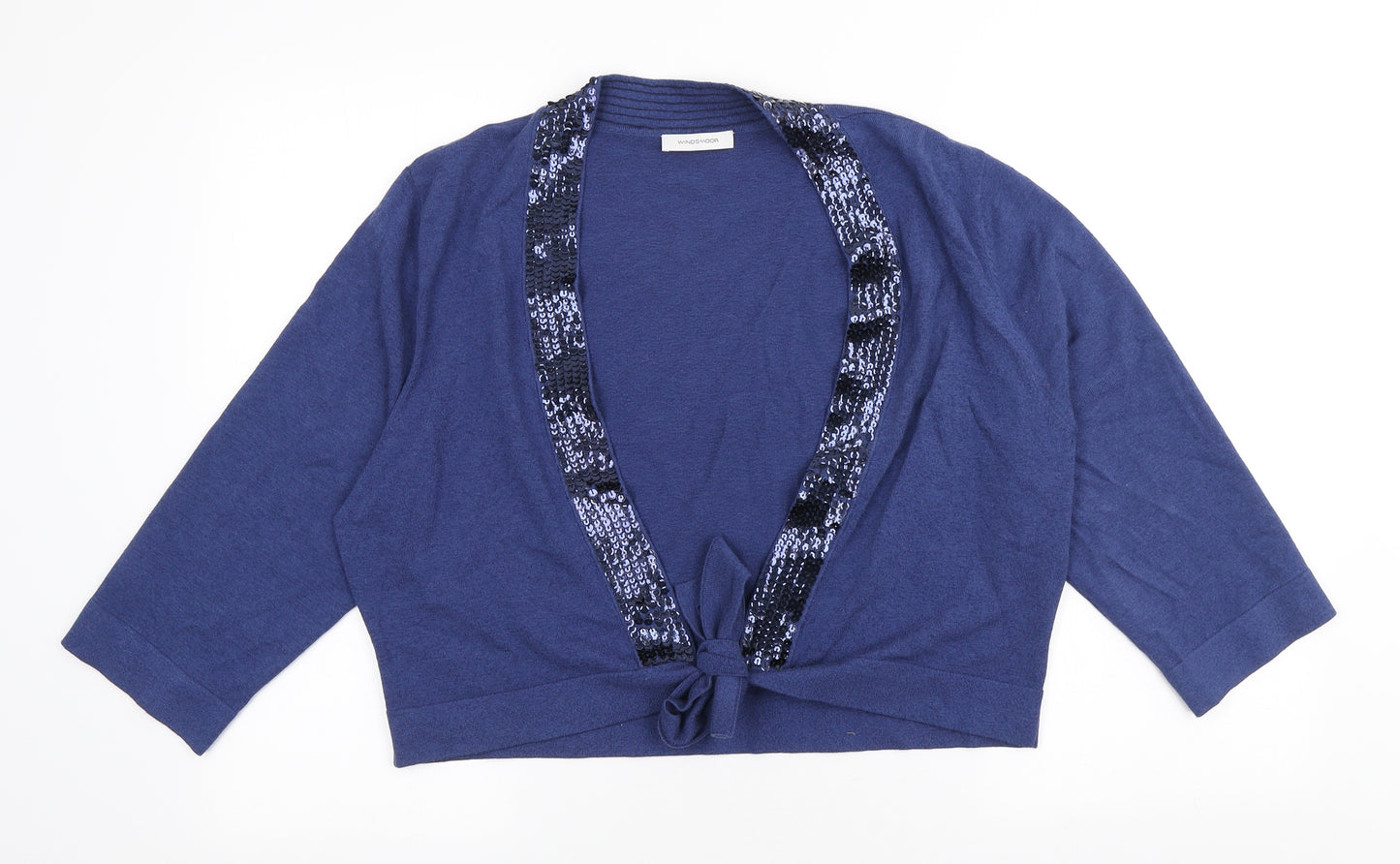 Windsmoor Womens Blue Scoop Neck Viscose Shrug Jumper Size L