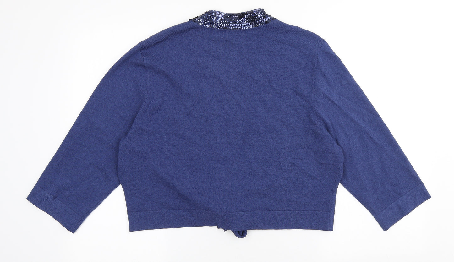 Windsmoor Womens Blue Scoop Neck Viscose Shrug Jumper Size L