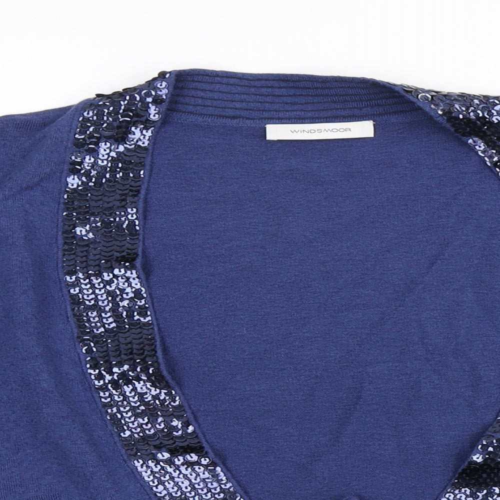 Windsmoor Womens Blue Scoop Neck Viscose Shrug Jumper Size L