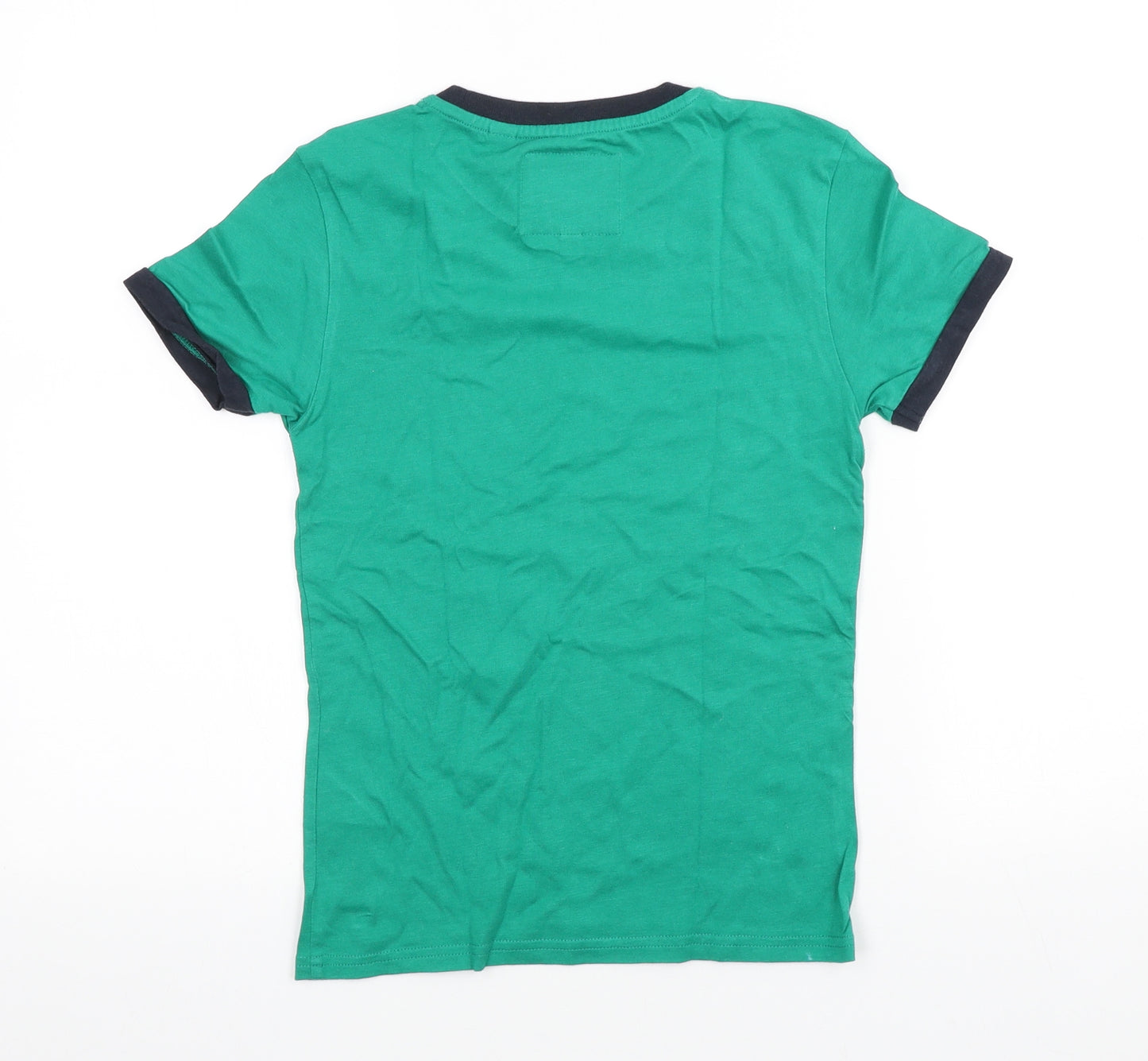 Jack Wills Womens Green Cotton Basic T-Shirt Size 8 Crew Neck