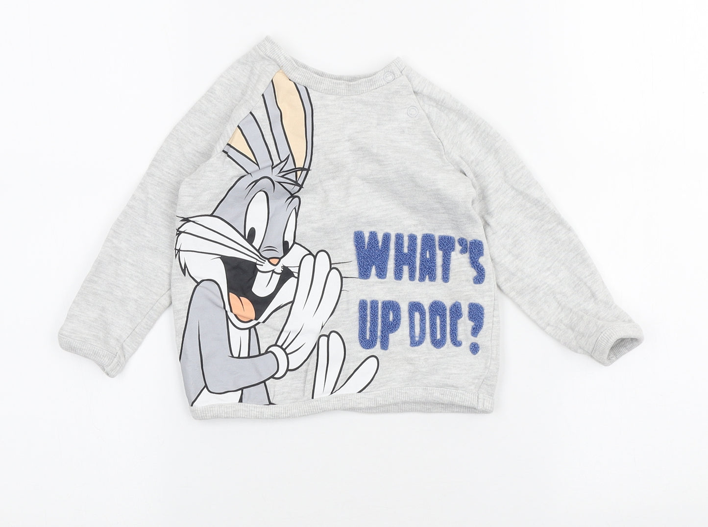 F&F Boys Grey Cotton Pullover Jumper Size 12-18 Months - Bugs Bunny