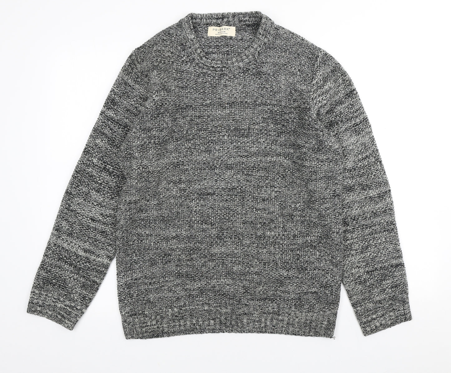 Primark Mens Grey Crew Neck Acrylic Pullover Jumper Size M