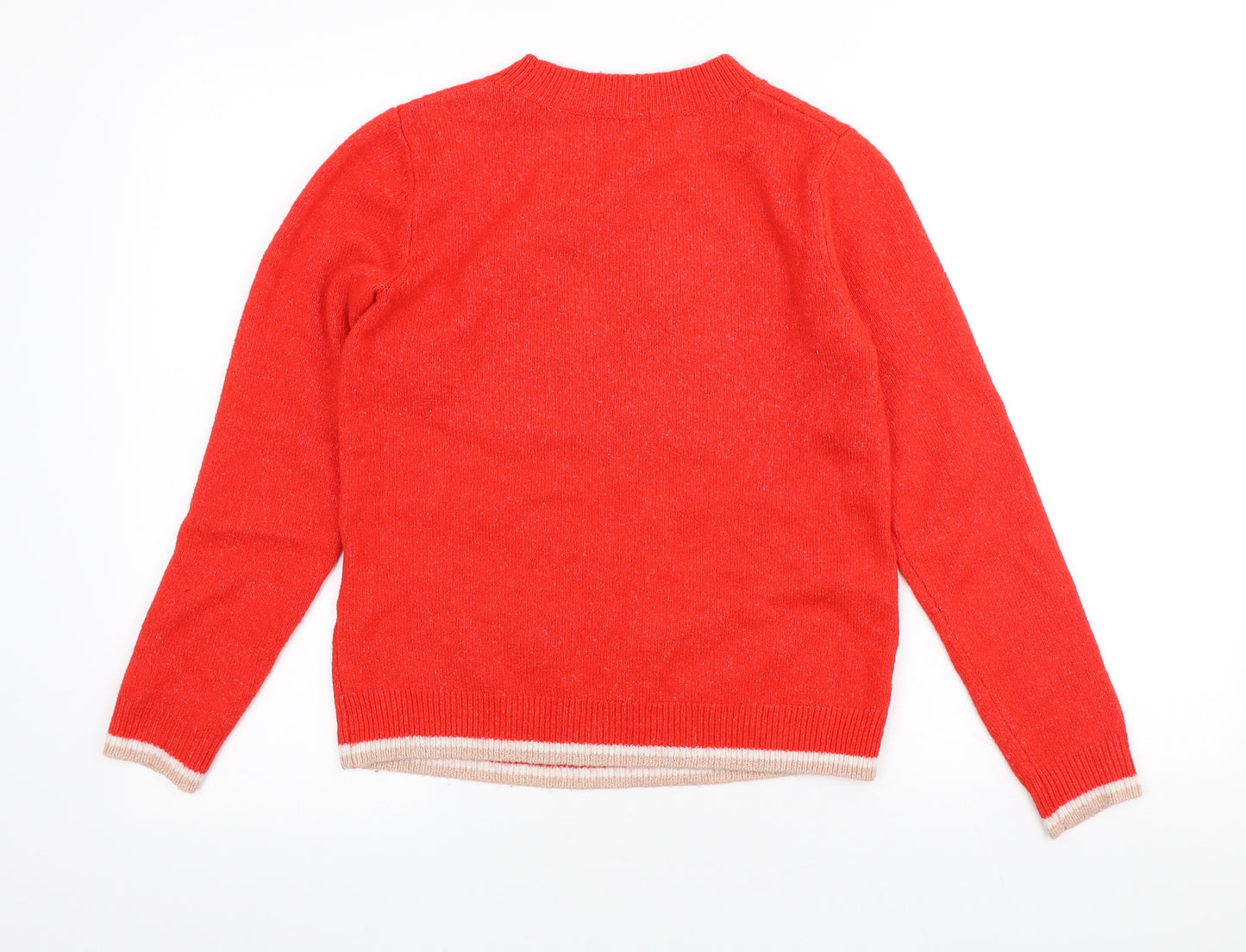 TU Womens Red Crew Neck Cotton Pullover Jumper Size 14 - Christmas