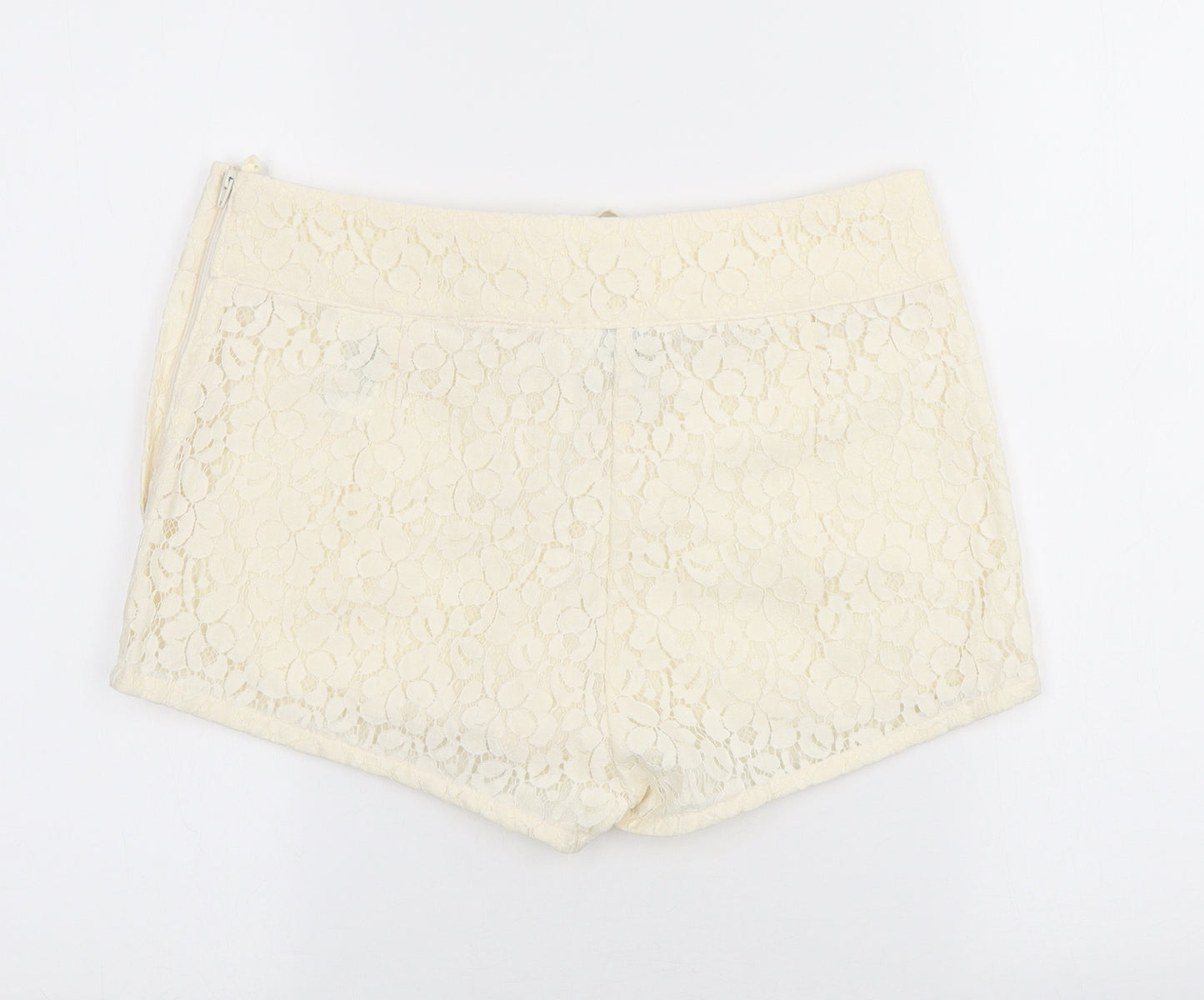 Divided by H&M Womens Ivory Cotton Hot Pants Shorts Size 12 L3 in Regular Tie